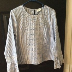 Blue and white striped top